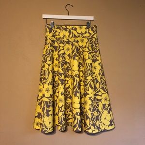 Knee Length Yellow and Grey Skirt